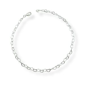 Tornozeleira Coração Banho Prata