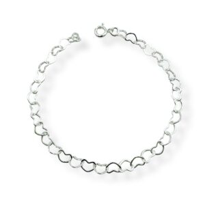 Pulseira Elos Coração Banho Prata