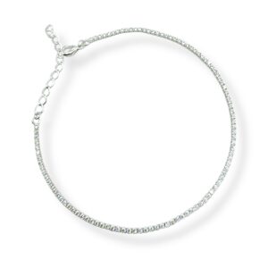 Tornozeleira Zircônias Banho Prata