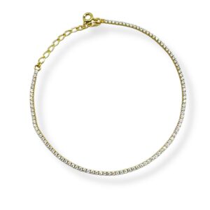 Tornozeleira Zircônias Banho Ouro