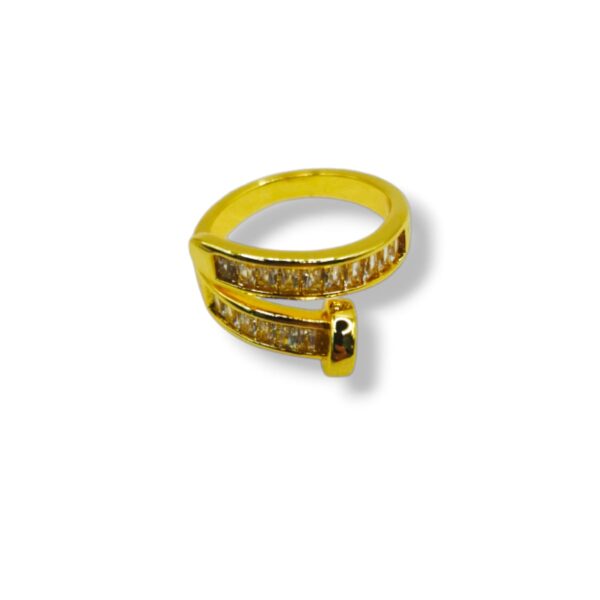 Anel Prego com Zircônias Ajustável Banho Ouro