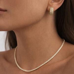 Conjunto Zircônias Banho Ouro